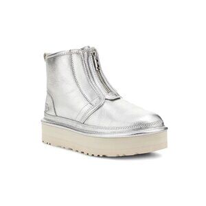 UGG Neumel Silver Metallic Leather Platform Winter Boots